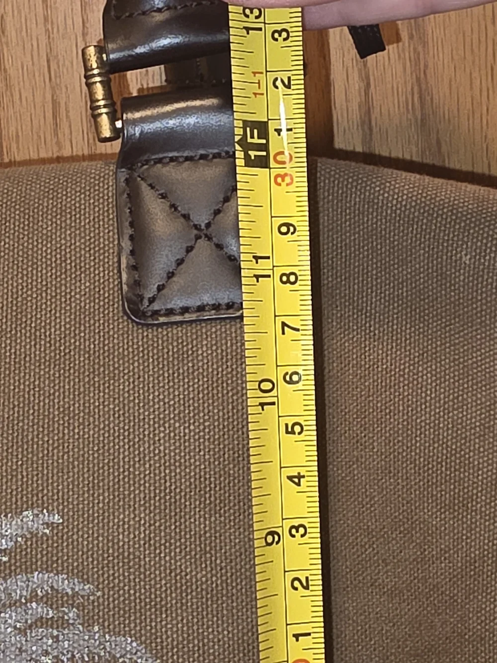 Tommy Bahama Olive Green Canvas Duffel with Dark Brown Leather Trim